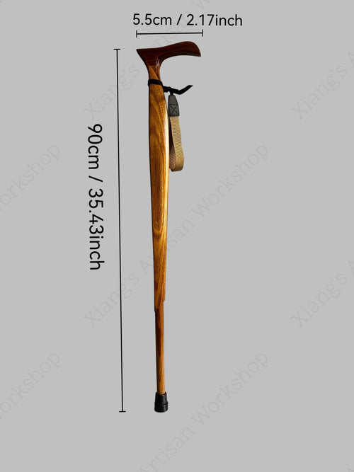 Ergonomic Zebrawood Walking Cane with Wrist Strap