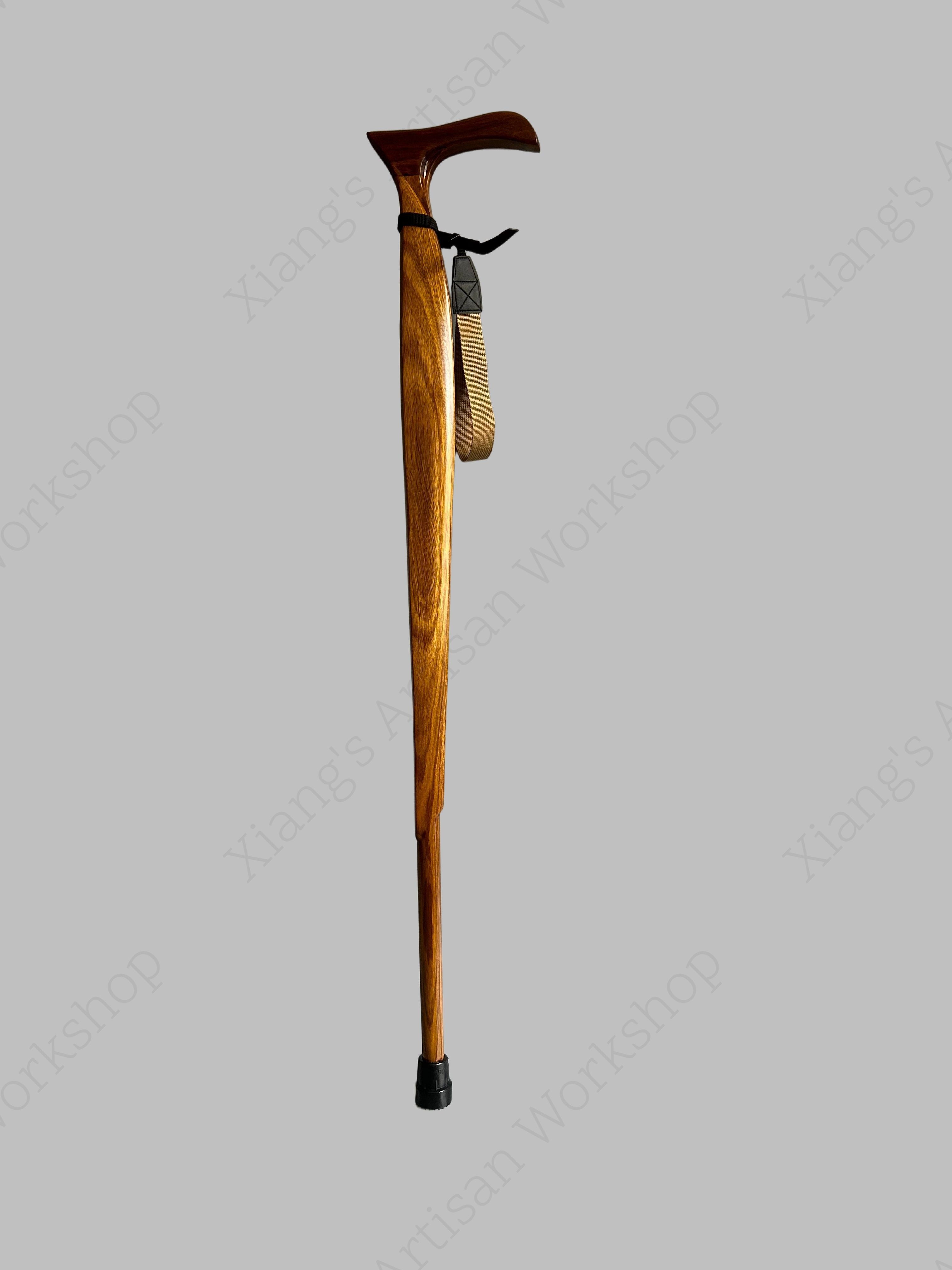 Ergonomic Zebrawood Walking Cane with Wrist Strap