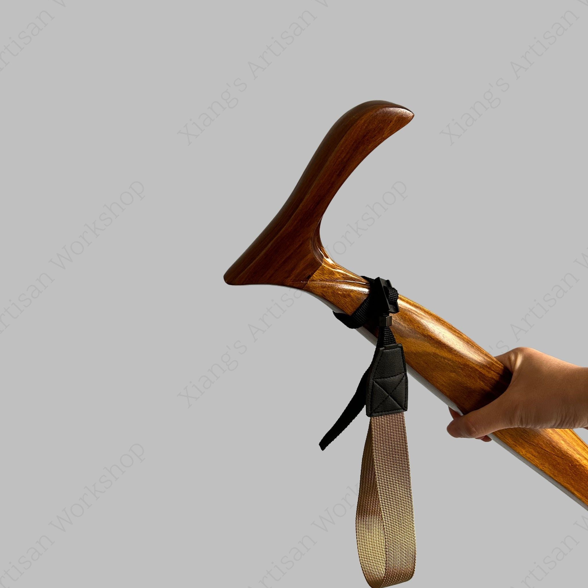 Ergonomic Zebrawood Walking Cane with Wrist Strap